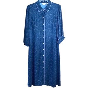 NWT J.Jill 8 Midnight Illusion Semisheer Lined Crinkle Crepe de Chene Midi Dress